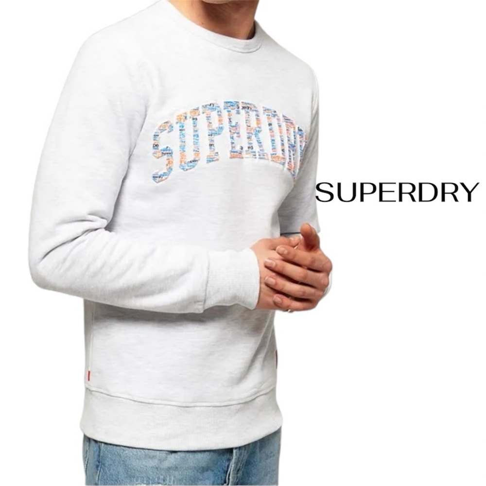 SUPERDRY Varsity Embossed Crewneck | White-Grey | Medium